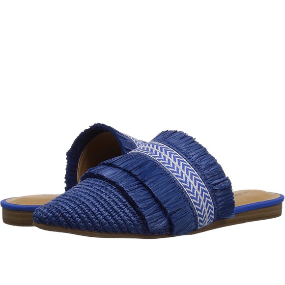 Lucky Brand Shoes - Lucky Brand Baoss Mules Boho Blue Flat Fringes 6.5